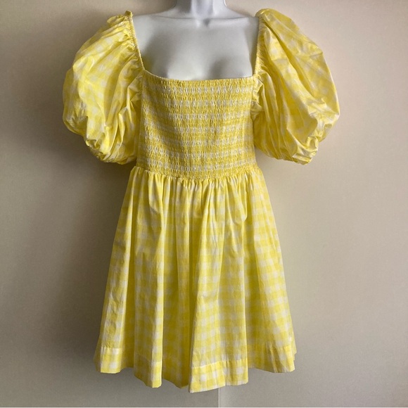S/W/F Yellow Gingham Check Golden Path Babydoll Style Dress, NWT Sz L - Picture 2 of 16